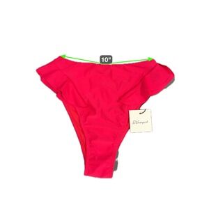 ReVamped Red Ruffle‎ Bikini Bottoms High Waist XS TP NWT